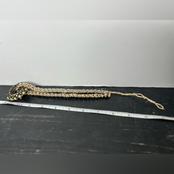 Artisan Bohemian Vintage Beaded‎ Donut Pendant Jute Braided Statement Necklace - Picture 15 of 16